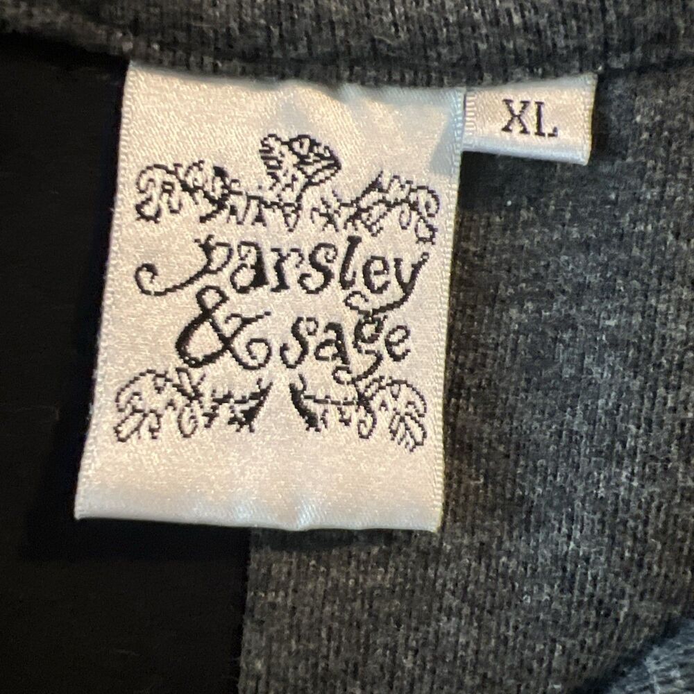 Parsley & Sage Women’s Top XL Mixed Media Artsy Black Gray - Picture 3 of 4